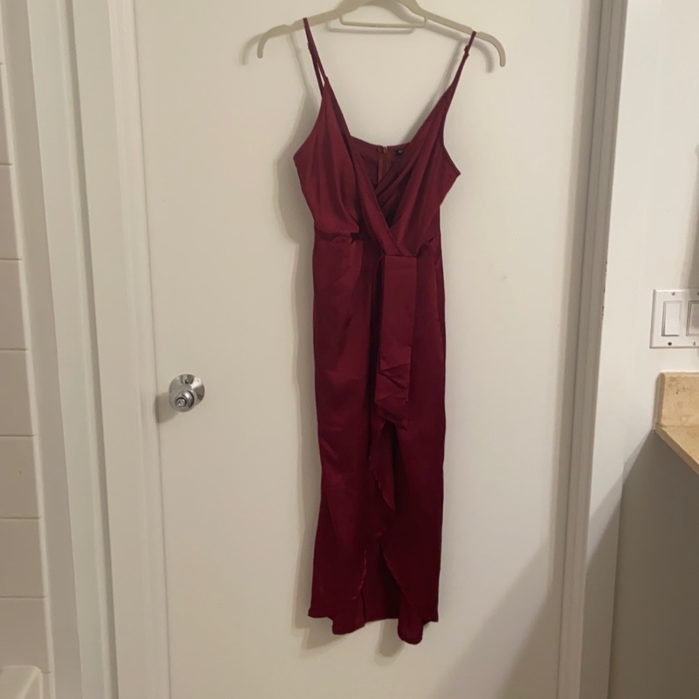 Burgundy Silk Nasty Gal dress